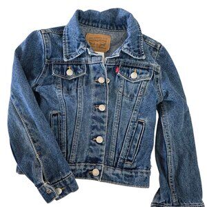 Vintage Kids LEVIS Blue Denim Trucker Jacket (Size 5 S P CH), RED TAB